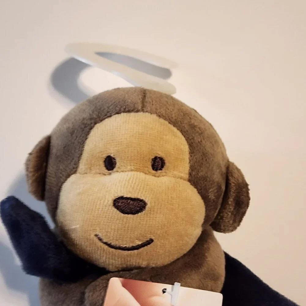 Carter's brown monkey blue blanket lovey rattle baby toy New